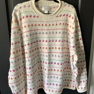 Christopher & Banks Womens Plus Size 3X Hand Embroidered Flower Sweater